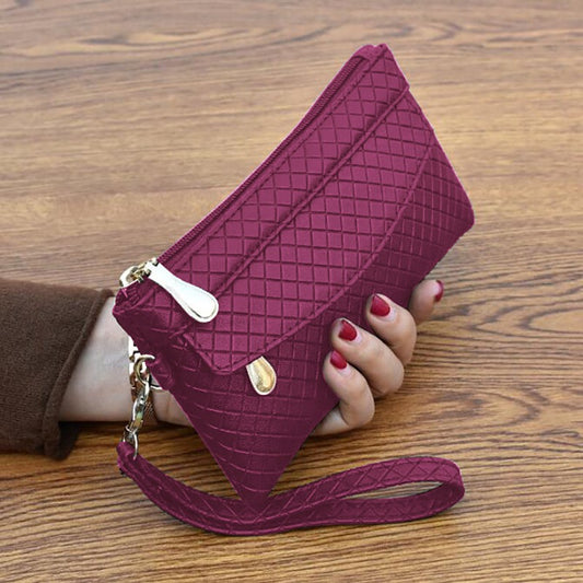 Bag Women 2023 New Simple Women's Clutch Bag Korean Version Embossed Plaid Small Bag Coin Purse Card Bags