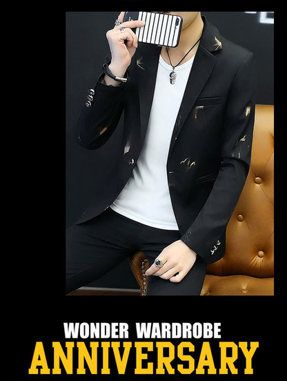 2025 Men's Autumn Casual No Slit Printing Leisure   blazer