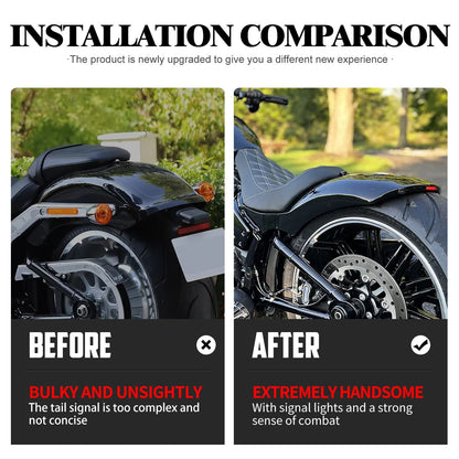 Assento Traseiro para Moto com Luz de Freio e Seta LED, Paralama Guarda-lamas para Harley Softail Fat Boy Breakout FXDR 2018-2023