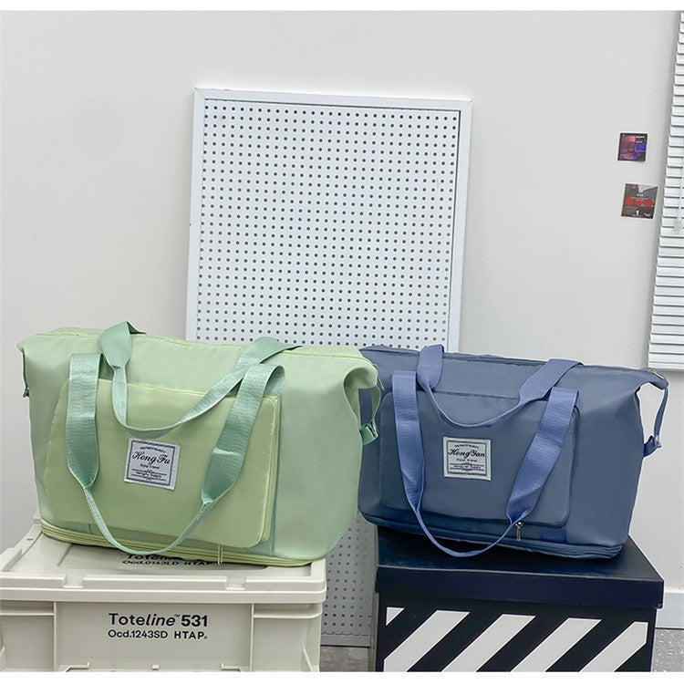 Double-layer expandable large-capacity luggage bag, new multi-functional foldable portable gym bag, sports travel bag-tan