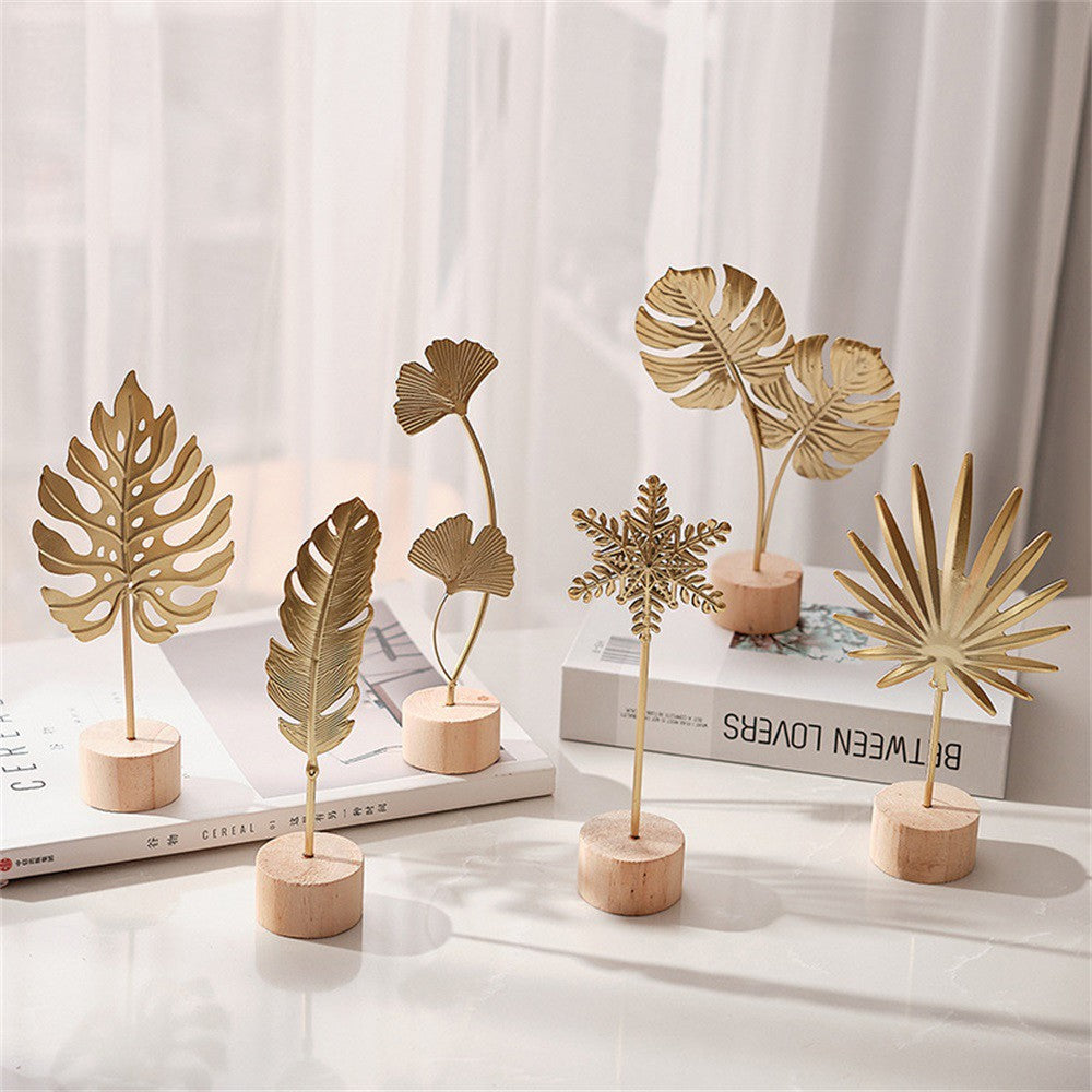 Nordic Gold Ginkgo Leaf Crafts Leaves Sculpture Luxury Living Room Decor Home Decoration Accessories Office Desktop Ornaments