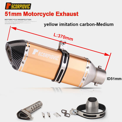 Universal Motorcycle 51mm Exhaust Pipe Carbon Fiber Muffler Exhaust Pipe db Killer Length300mm/ 370mm/ 470mm Multicolour Exhaust