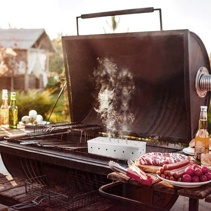 Stainless Steel Smoker Box for Wood Chips BBQ Grilling Apple Wood Chips Box on Gas Grill or Charcoal Grills Barbecue Accessories