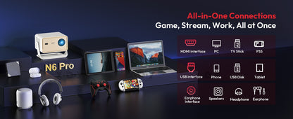 Projetor XGODY N6/N6 Pro Netflix Oficialmente 4K Controle de Voz Smart Android TV Whale OS 8/32GB ROM para Home Theater de Filmes