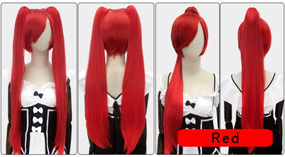 HSIU 80Cm Long Staight Ponytail Clip Cosplay Wig high temperature fiber Synthetic Wigs Anime Party Ponytail Party wigs 14 color