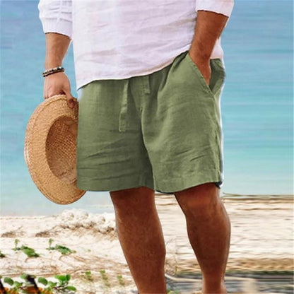 2024 New Men'S Cotton Linen Shorts Pants Male Summer Breathable Solid Color Linen Short Trousers Fitness Streetwear M-4xl