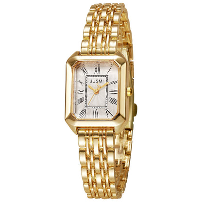 Light Luxury Fashion All-match Square Roman Graduated Quartz Women's Watch for Christmas and Halloween Holiday Gifts