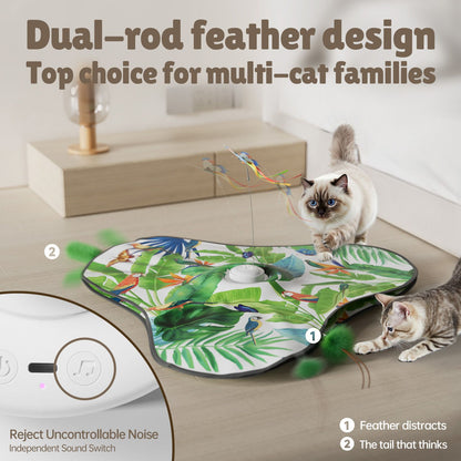 Borboleta Brinquedos de Gato Interativo Esconde-Esconde Brinquedo de Gato com Som de Animal Movimento Ativado Penas Ocultas Brinquedo para Gatinho