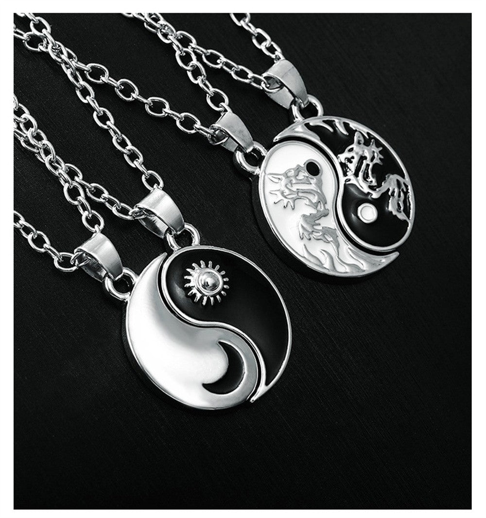 Eu Te Amo Melhores Amigos Colar de Casal Jóias Quebra-Cabeça BFF Chave Fechadura Tai Chi Coração Pingentes Colares para Mulheres Homens Presente Collier