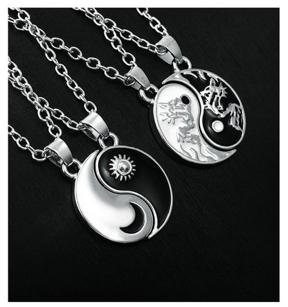 Eu Te Amo Melhores Amigos Colar de Casal Jóias Quebra-Cabeça BFF Chave Fechadura Tai Chi Coração Pingentes Colares para Mulheres Homens Presente Collier