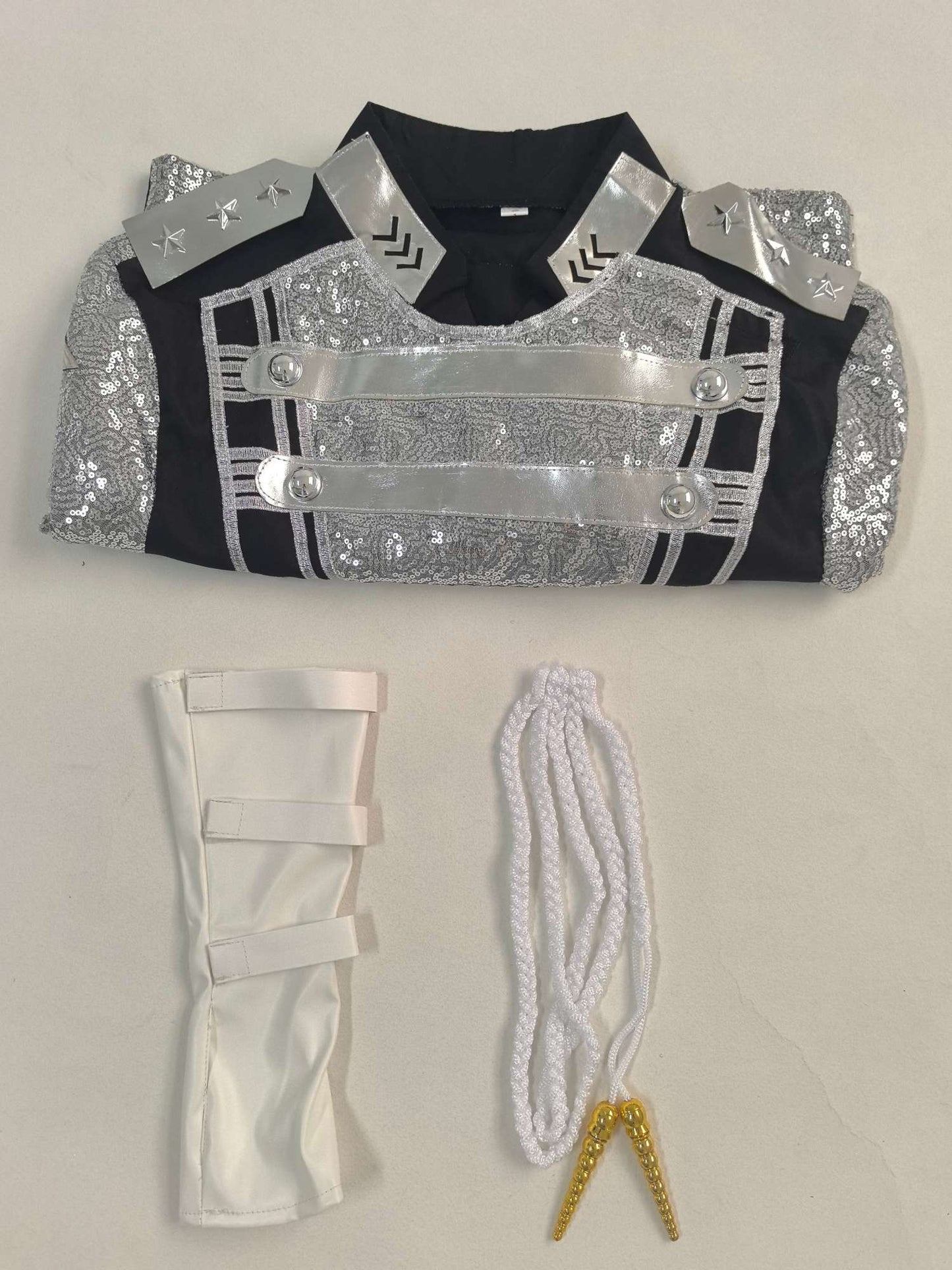 Michael Jackson Inspired Costume Military Sequin Jacket MJ Thriller Stage Performance Outfit Unisex Halloween Party