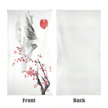 Japanese Sakura Sun And Mountain Beach Towel Microfiber Beach Towels, Oversized Lightweight Quick Dry Sand Proof, Absorbent
