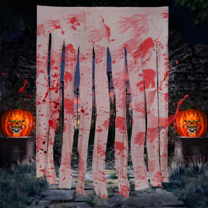65 X 39 Inch Bloody Handprint Horror Door Curtain for Halloween Party, Scary Haunted House Decoration, Unique Halloween Supplies