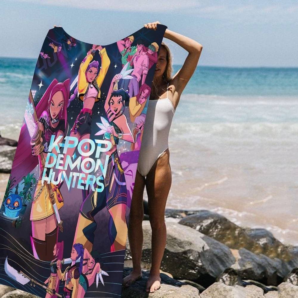 Kpop D-demon Hunters Microfiber Beach Towel Absorbent Quick Dry Soft Yoga Swimming Resort Mountain Climbing Towel