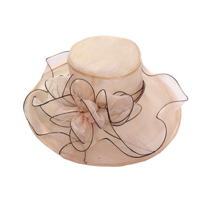 Chapéu Dobrável Feminino de Organza Floral para Igreja, Kentucky, Chá, Chapéu de Sol Elegante Fascinator para Cerimônia de Casamento Feminino