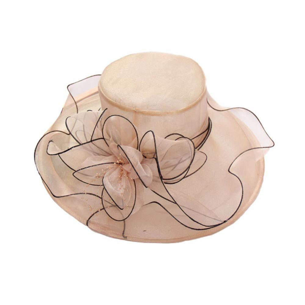 Chapéu Dobrável Feminino de Organza Floral para Igreja, Kentucky, Chá, Chapéu de Sol Elegante Fascinator para Cerimônia de Casamento Feminino