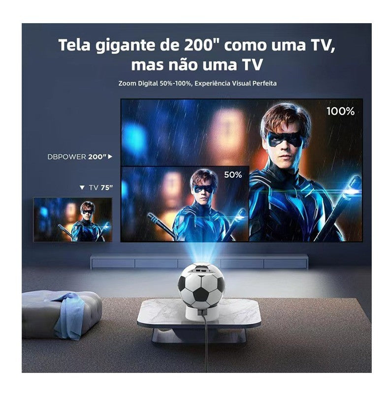 MSAI Soccer Q8 Projector 4K 720P Android 12 Auto Focus Dual-Band WiFi Multi-Language Projector for Camping Bedroom Outdoor Movie