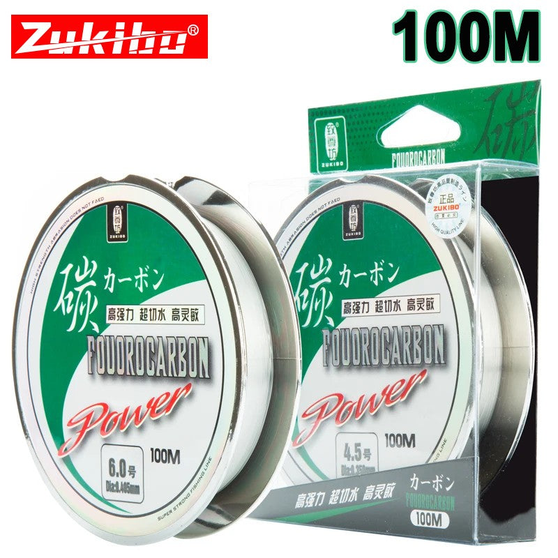 ZUKIBO 50M100M Linha de Pesca 100% Fluorocarbono Fibra de Carbono Japonesa Importada 1-25kg Monofilamento Sinking Line Pesca Marítima