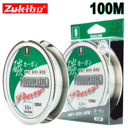 ZUKIBO 50M100M Linha de Pesca 100% Fluorocarbono Fibra de Carbono Japonesa Importada 1-25kg Monofilamento Sinking Line Pesca Marítima