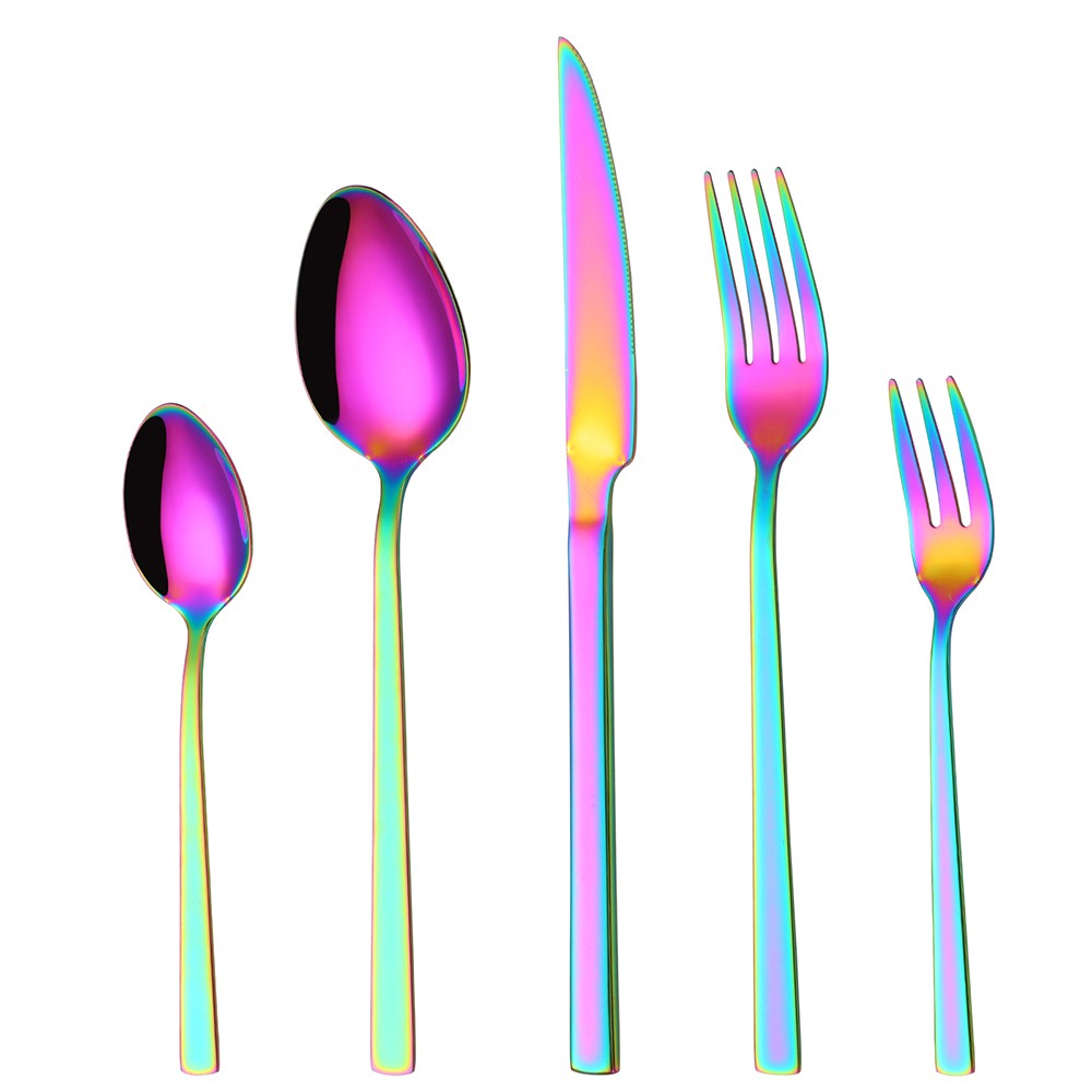 Black Cutlery Stainless Steel Western Tableware Mirror Knife Fork Spoon Dinnerware Kitchen Utensils 1/2/3/4/5 Set Flatware