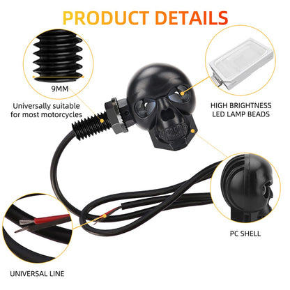 2x Mini Moto LED Luz de Seta Indicador de Seta em Formato de Caveira DRL Dianteiro Traseiro para Honda Yamaha Honda