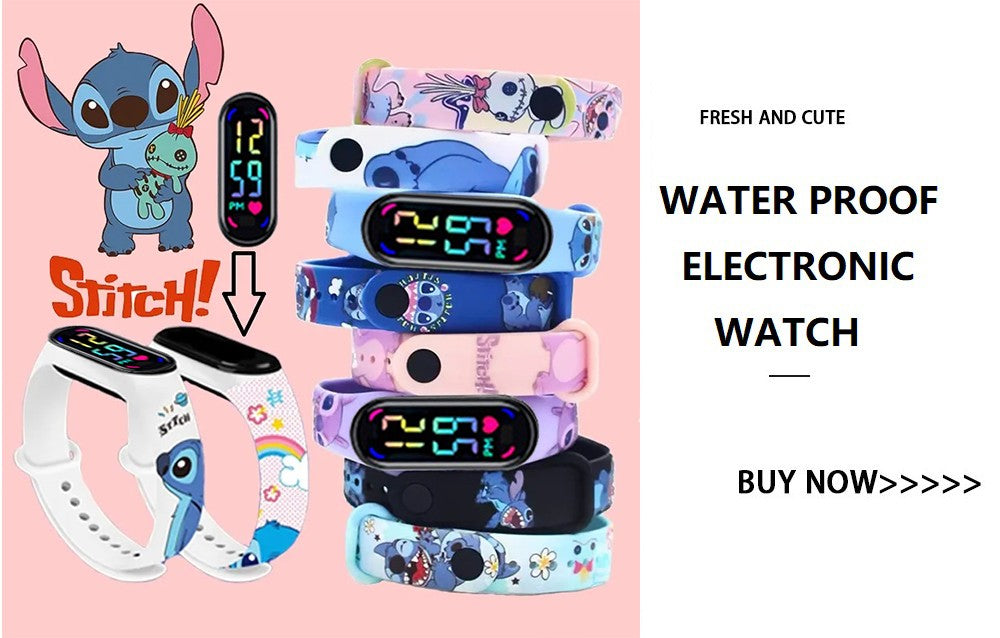 Disney Princess Kids Digital Watch Cartoon Action Figure Snow White LED Touch Waterproof Electronic Watch Toys for Children