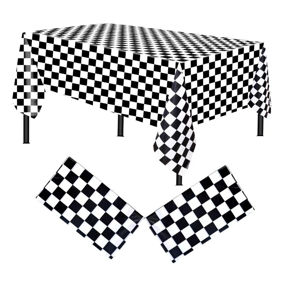 137x274cm Party F1 race black and white checkered tablecloth Waterproof and stain-proof disposable tablecloth