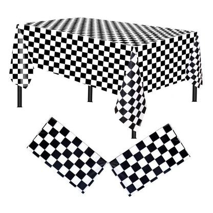 137x274cm Party F1 race black and white checkered tablecloth Waterproof and stain-proof disposable tablecloth