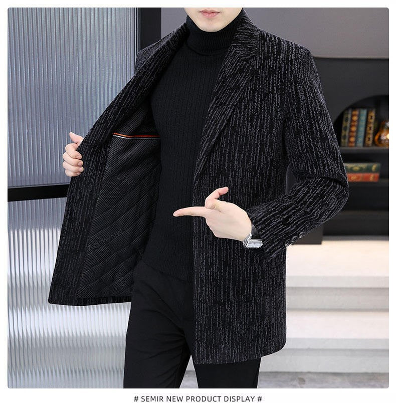 Men's Mid-Length Wool Overcoat - Heavy Blend Winter Trench Coat for Modern Style Wool Overcoat