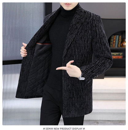 Men's Mid-Length Wool Overcoat - Heavy Blend Winter Trench Coat for Modern Style Wool Overcoat