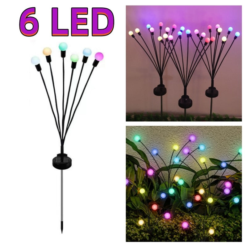 6/8/10 LED Solar Powered Garden Lights Firefly Lights Outdoor Waterproof Vibrant Swaying Lights for Patio Pathway Decoration