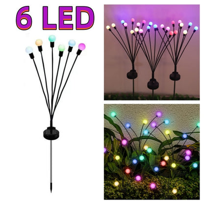 6/8/10 LED Solar Powered Garden Lights Firefly Lights Outdoor Waterproof Vibrant Swaying Lights for Patio Pathway Decoration