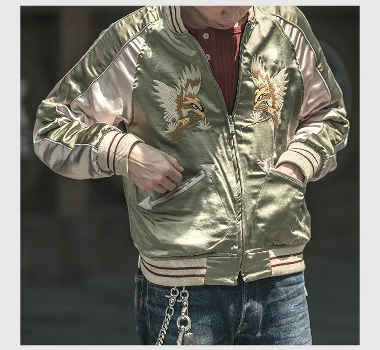 Non Stock Suka Reversible Souvenir Jacket Embroidered Sukajan Baseball Outerwear