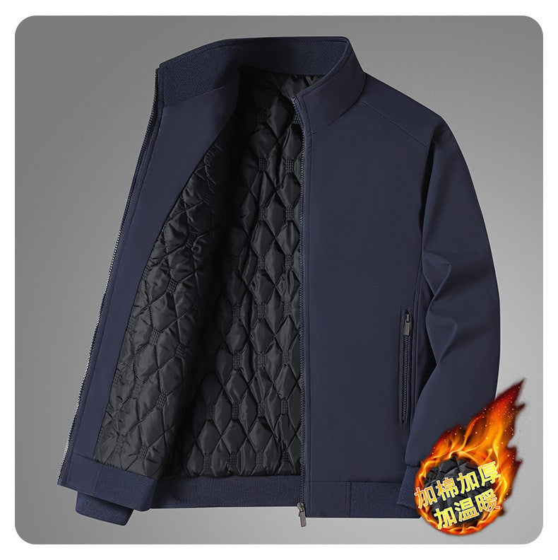 Winter Men's Fleece Warm Jackets Bomber Fashion Parkas Outerwear Coats Men Casual Windbreaker Jacket Classic Solid Thermal Coat