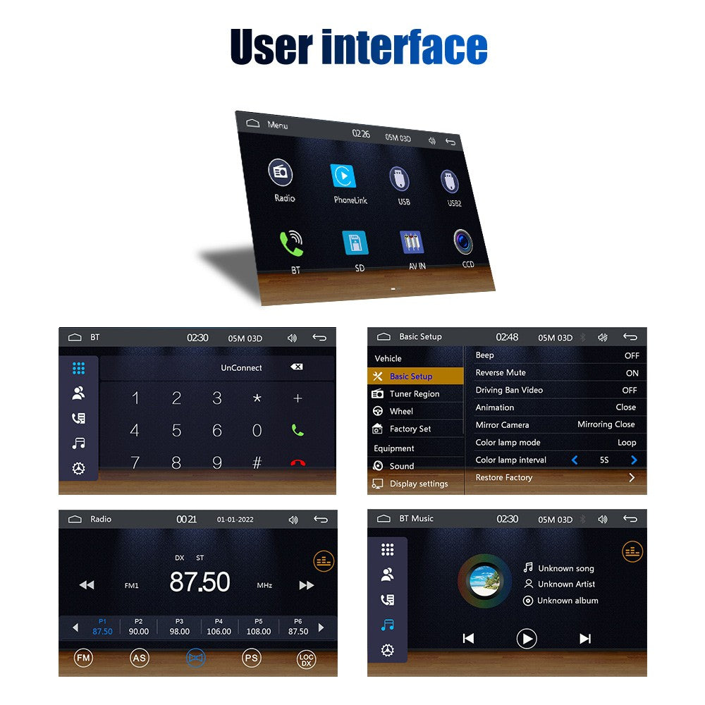 7 Inch 1 Din MP5 CarPlay Car Radio Multimedia Player Touch Screen FM ISO Power Aux Input Bluetooth USB Mirror Link Universal