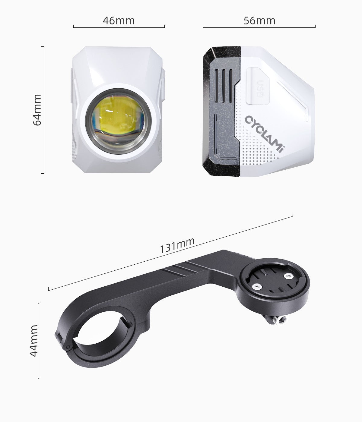CYCLAMI Hanging Bike Headlight GoPro Ultra Bright Wireless Remote Front Lamp MTB Road High Brightness White CYC 1600 Lumen Light