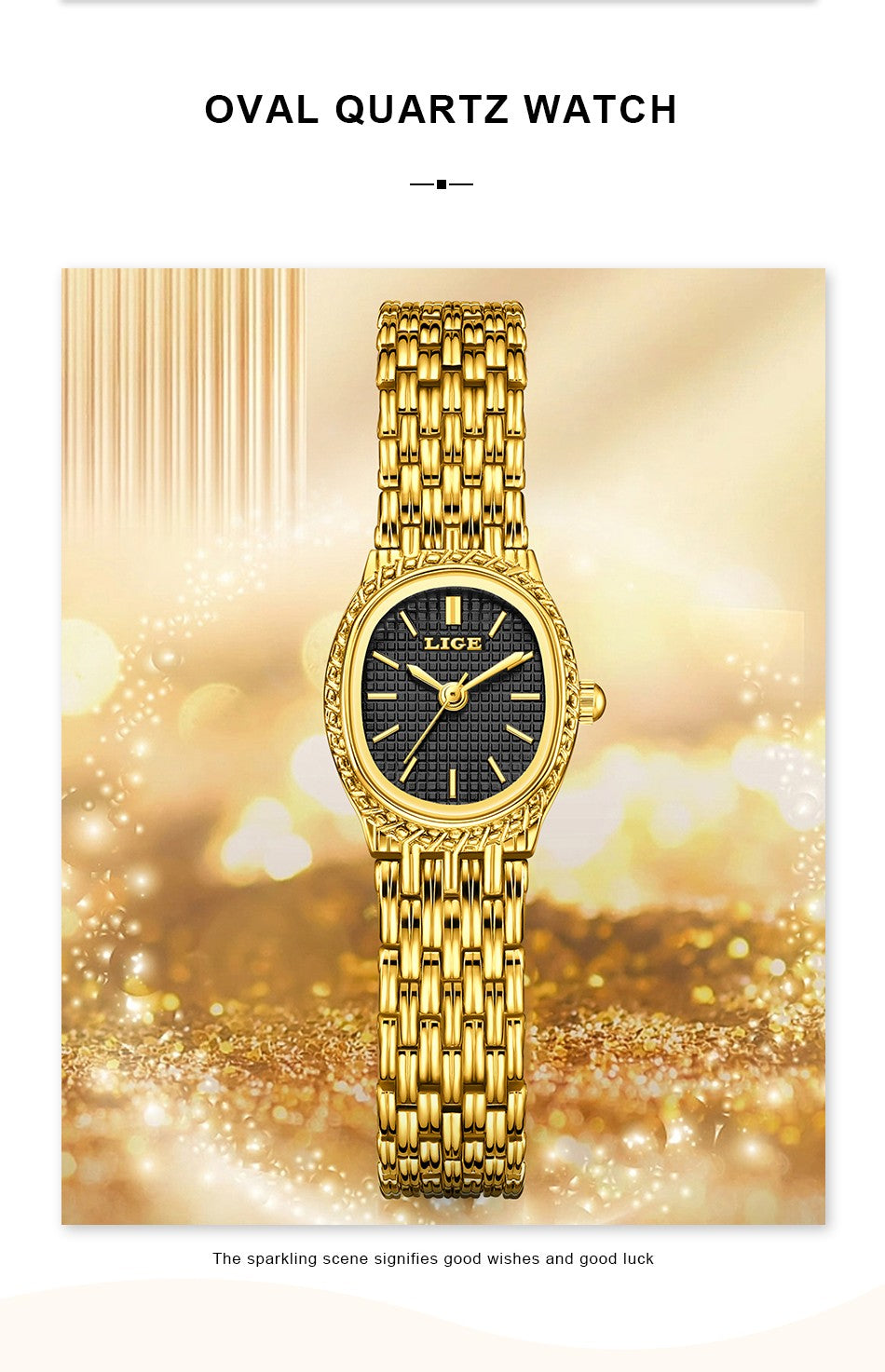 LIGE Golden Women Wristwatch Small Dial Ladies Gold Watch Bracelet Jewelry Quartz Lady Watch Compact Stylish Luxury Women Watch