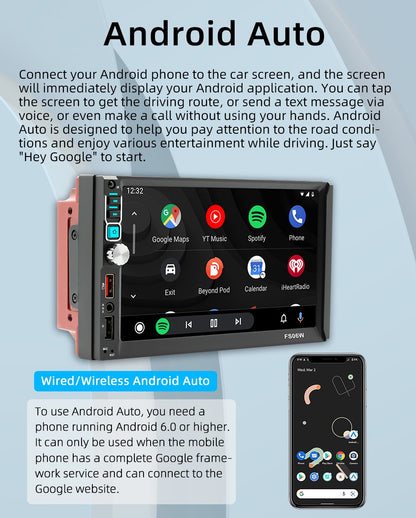 7 Inch HD Wireless CarPlay Android Auto Touch Screen Car Radio 2 Din High Quality Car Video Player with Bluetooth Rear Camera