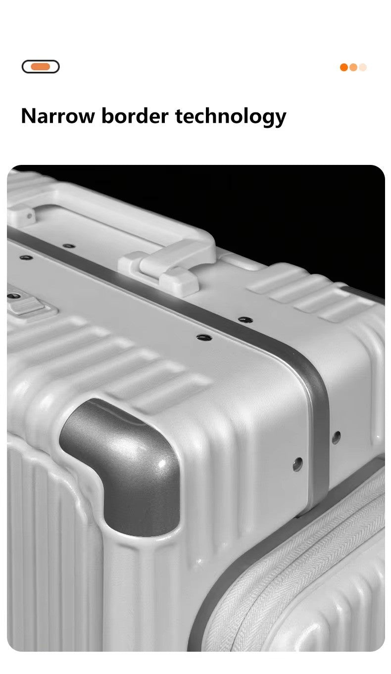 Tri-Zone Access Opening Suitcase Aluminum Frame PC Material Travel Case with Spinner Wheels Cup Holder TSA Lock Rolling Luggage