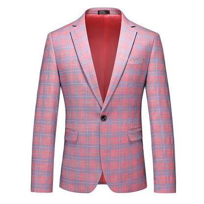 Single Breasted Plaid Suit Men's Clothing Fashion Simple Men Business Social Wedding Party Tuxedo Dress Blazers Jacket