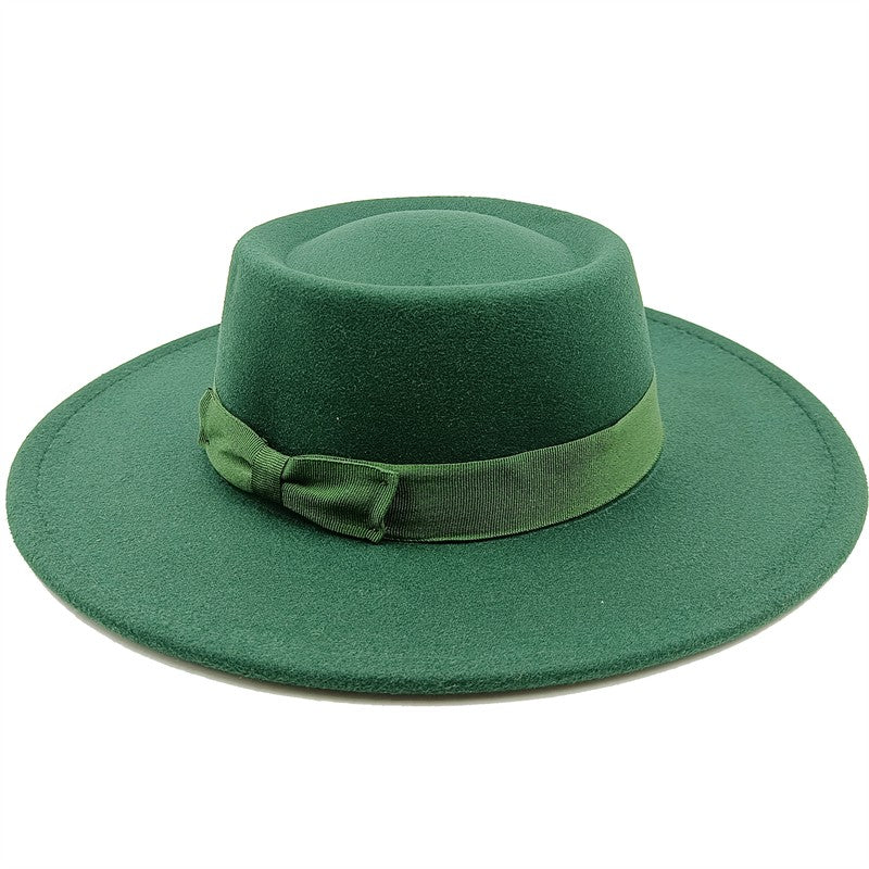 Chapéu Fedora unissex de inverno, superfície circular côncava e convexa, chapéu de jazz de feltro liso, elegante para homens e mulheres.