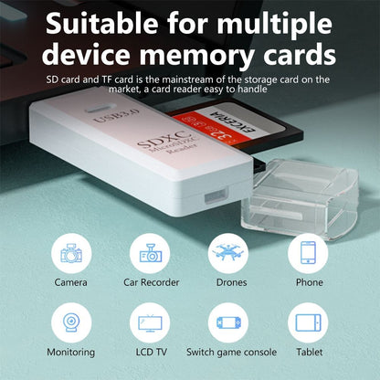 Leitor de cartão 2 em 1 USB 3.0 Leitor de cartão Micro TF SD Adaptador USB Leitor de cartão de alta velocidade Cartão de memória TF para acessórios de PC portátil