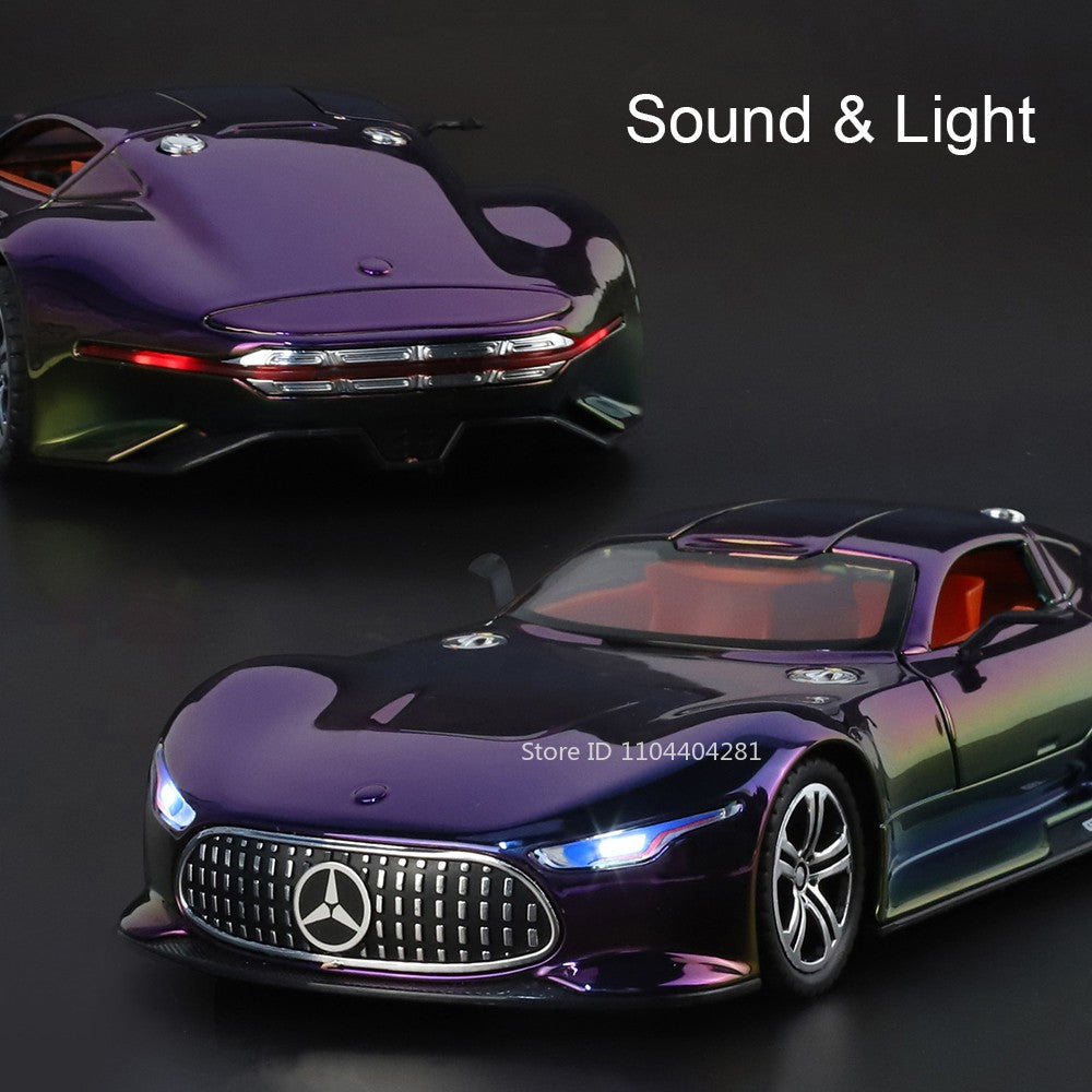 1:24 Visão GT 300SL Carro Esportivo Modelo Liga Fundida Brinquedos Som Luz Puxar para Trás Portas Abertas Veículos Miniatura Presentes para Crianças