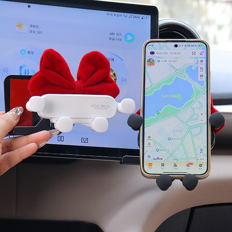 Cute Cartoon Red Bow Universal Gravity Car Phone Holder GPS Stand Bracket Creative Auto Air Vent Clip Mount Mobile Phone Holder