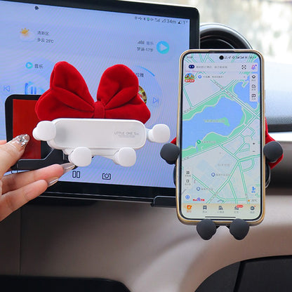 Cute Cartoon Red Bow Universal Gravity Car Phone Holder GPS Stand Bracket Creative Auto Air Vent Clip Mount Mobile Phone Holder