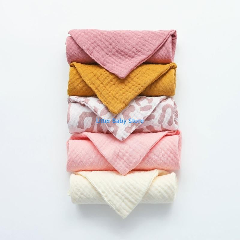 N80C 10Pcs Baby Square Towels Infants Wash Hand Face Towel Handkerchief Feeding Bib Burp Cloth Soft Crepe Muslin Saliva Towel