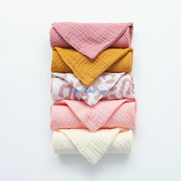 N80C 10Pcs Baby Square Towels Infants Wash Hand Face Towel Handkerchief Feeding Bib Burp Cloth Soft Crepe Muslin Saliva Towel