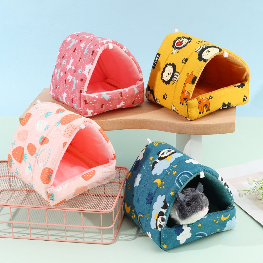Inverno Bonito Desenho Animado Coelho Esquilo Mini Gaiola Ninho de Porquinho-da-Índia Pequenos Animais Ratos de Estimação Cama Casa de Hamster Quente Macia