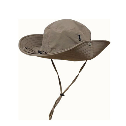Womens Windproof Outdoor Sun Hat Summer UV Protection Bucket Safari Wide Brim Fisherman Cap Cowboy Men Fishing Hiking Beach Hats