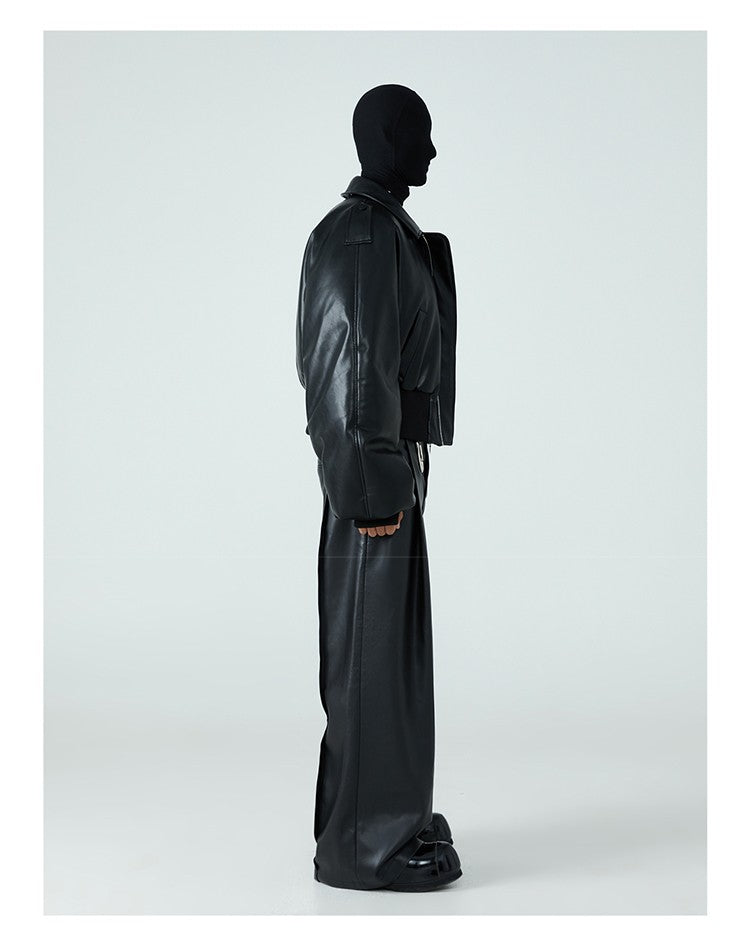 Mauroicardi Autumn Winter Short Thick Warm Black Pu Leather Jacket Men with Long Sleeve Zipper Casual Luxury Designer Clothes